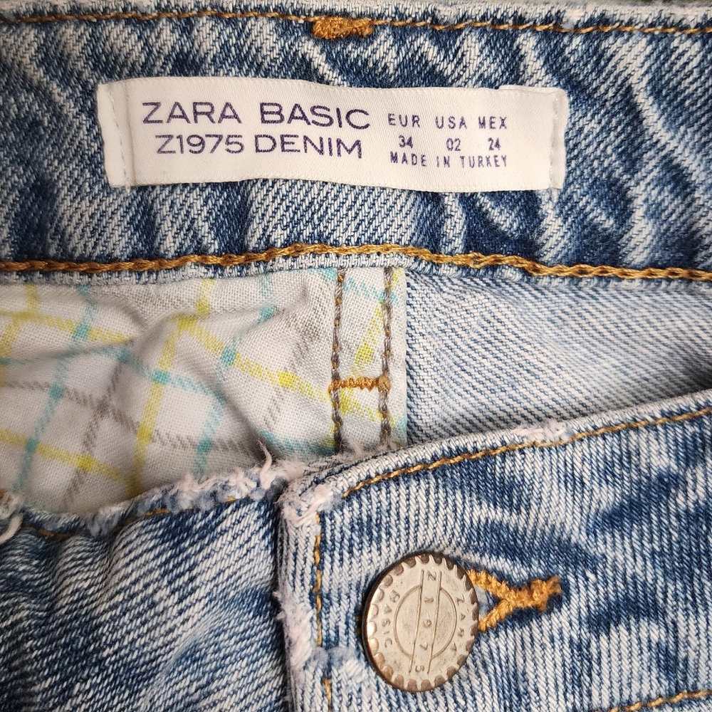 Zara Distressed Destroyed Patchwork Denim Jeans S… - image 3